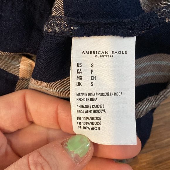 💛S💛 Plaid Mini Dress Sleeveless Apron Patch Pockets Summer Spring - Picture 6 of 9